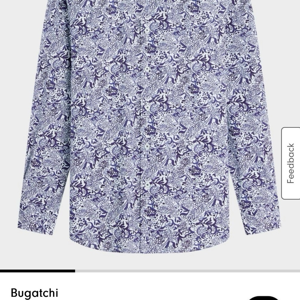Bugatchi Blue Paisley Casual Button Down Shirt